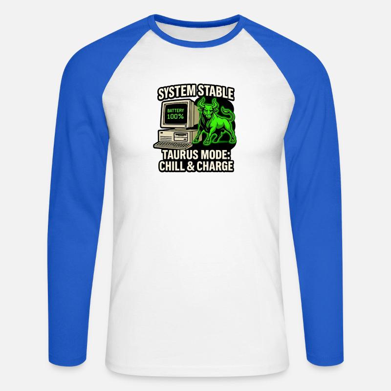 System Stable Taurus Mode Chill & Charge - Unisex Baseballshirt langarm - Weiß/Royalblau