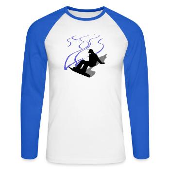 Planche à neige - T-shirt baseball manches longues Homme - blanc/bleu royal - Devant - Nik (191cm)
