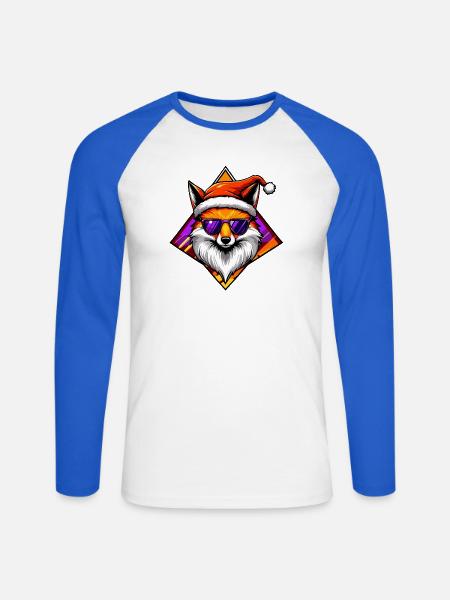 Fuchs Santa Swag - Unisex Baseballshirt langarm - Weiß/Royalblau