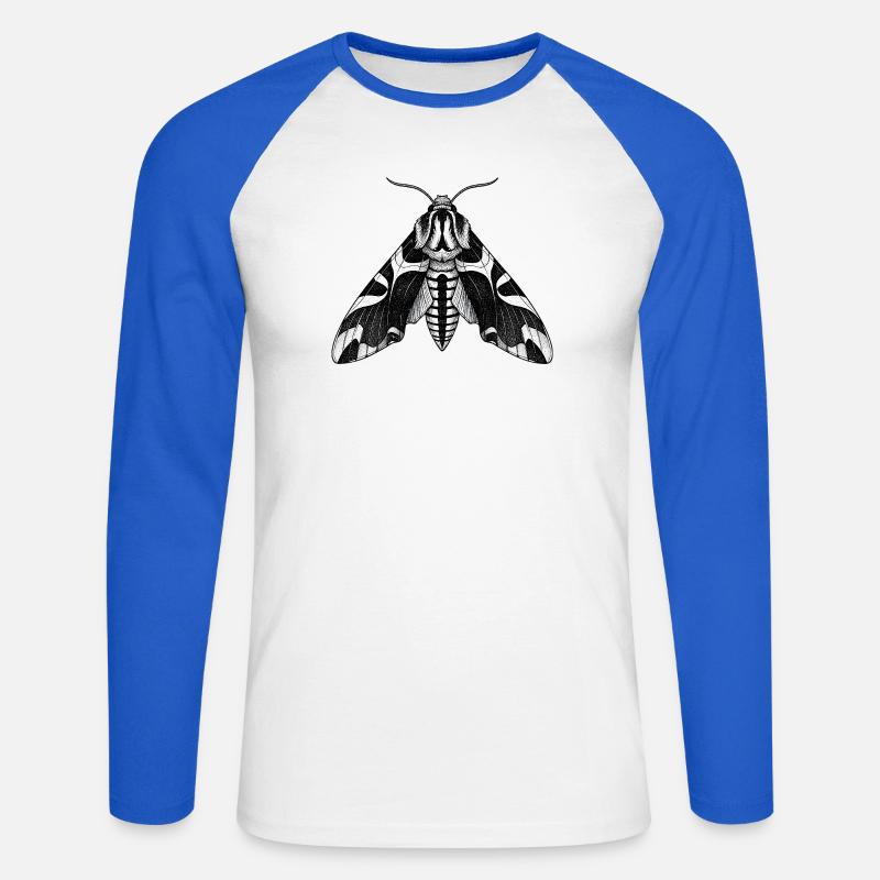 Moth Shadow Pattern Moth Black Moth - Unisex Long Sleeve Baseball T-Shirt - white/royal blue