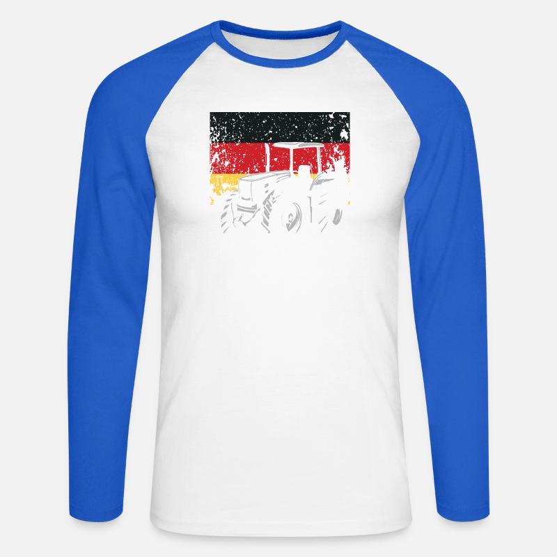 Traktorfahrer Deutschland Traktor Bauernhof - Unisex Baseballshirt langarm - Weiß/Royalblau