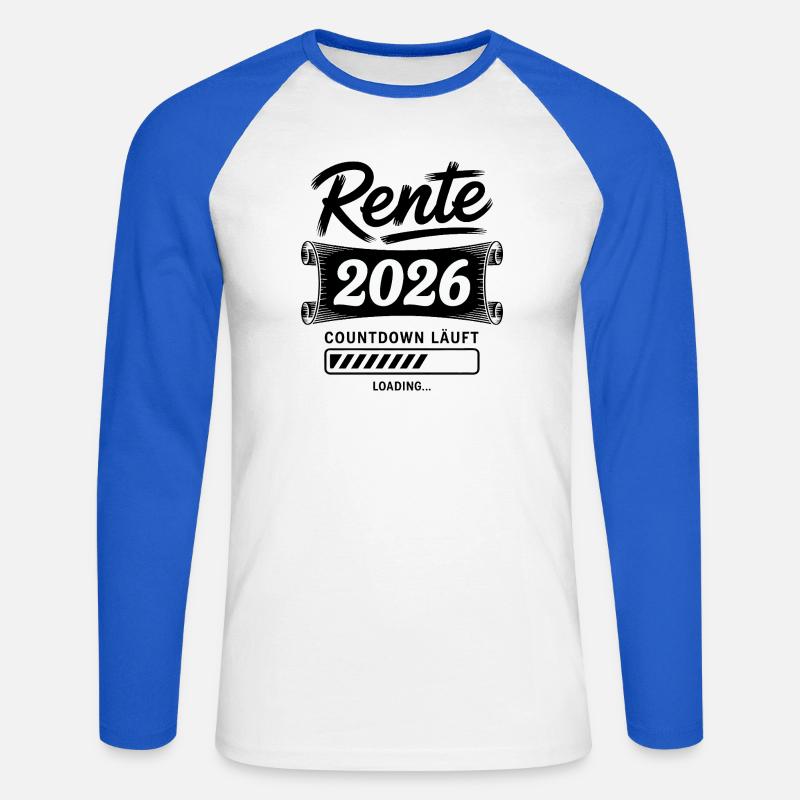 Rente 2026 Countdown - Unisex Baseballshirt langarm - Weiß/Royalblau