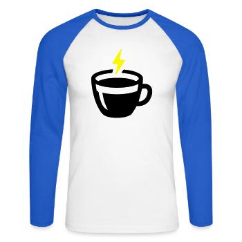 Latte Art Love : Latte Art Énergie Coffee Vector - T-shirt baseball manches longues Homme - blanc/bleu royal - Devant - Nik (191cm)