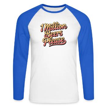 Un million de bières s’il vous plaît - Meme de boisson drôle - T-shirt baseball manches longues Homme - blanc/bleu royal - Devant - Nik (191cm)