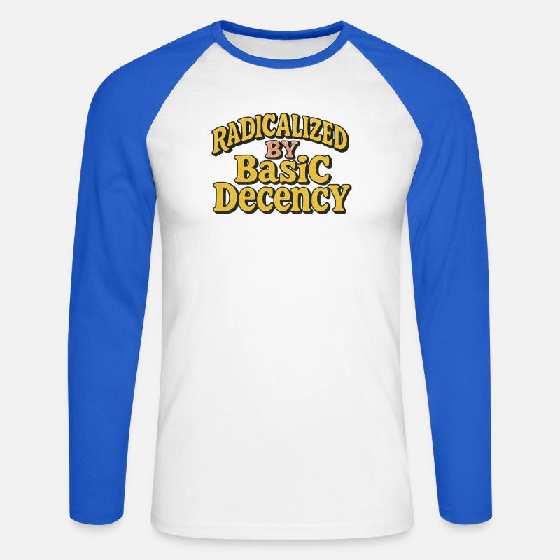 Radicalized by Basic Decency - Unisex Long Sleeve Baseball T-Shirt - white/royal blue