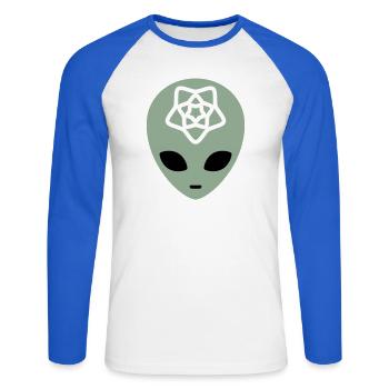 Geometric Alien Mindscape - Unisex Long Sleeve Baseball T-Shirt - white/royal blue - Front - Nik (191cm)