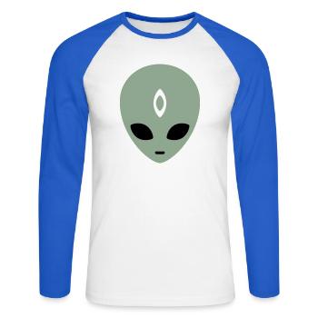 Alien Head Third Eye (three colours) - Unisex Long Sleeve Baseball T-Shirt - white/royal blue - Front - Nik (191cm)