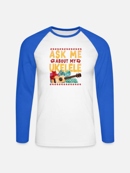 Hawaiian Ukulele Uke Ask Me About - Unisex Baseballshirt langarm - Weiß/Royalblau