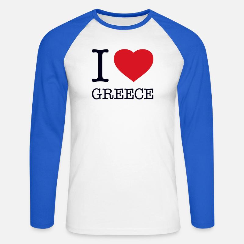 I love Greece - Unisex Baseballshirt langarm - Weiß/Royalblau