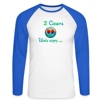 2 Cœurs Unis vers… - T-shirt baseball manches longues Homme - blanc/bleu royal - Devant - Nik (191cm)