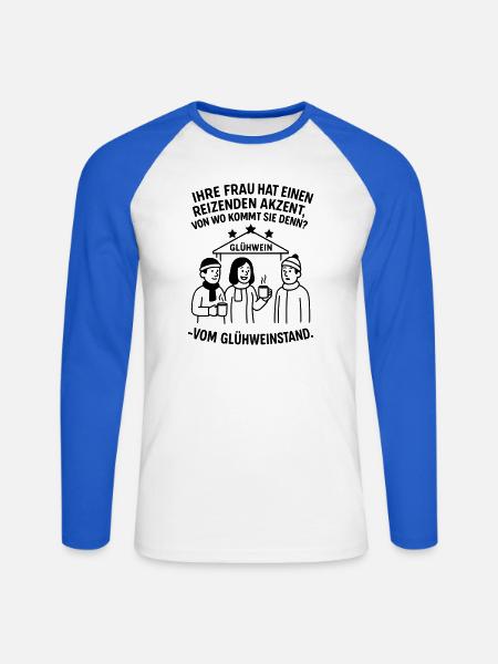 Sjov jule-sag-julemarked - Langærmet herre-baseballshirt - hvid/kongeblå