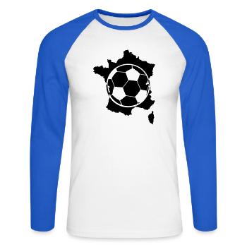 France Soccer Soccer - T-shirt baseball manches longues Homme - blanc/bleu royal - Devant - Nik (191cm)