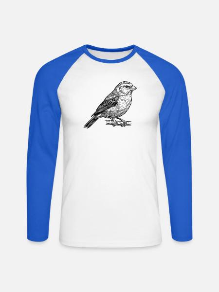 Vogel Singvogel - Unisex Baseballshirt langarm - Weiß/Royalblau