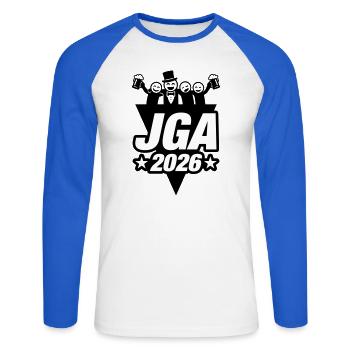Jga 2026 Party - Unisex Baseballshirt langarm - Weiß/Royalblau - Vorne - Nik (191cm)