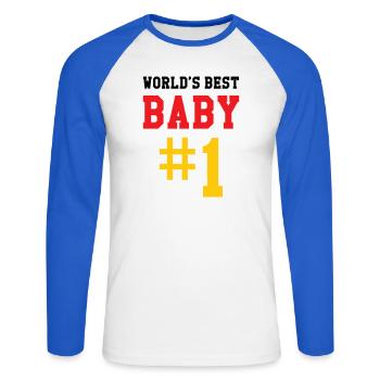 Best Baby - Birth - Child - Unisex Long Sleeve Baseball T-Shirt - white/royal blue - Front - Nik (191cm)