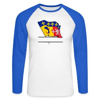 Espace texte Rhône-Alpes - T-shirt baseball manches longues Homme - blanc/bleu royal - Devant - Nik (191cm)