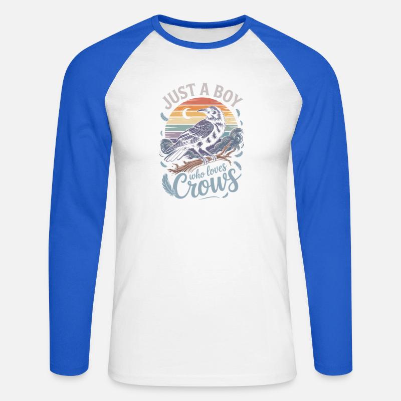 Just a Boy Who Loves Crows - Unisex Baseballshirt langarm - Weiß/Royalblau