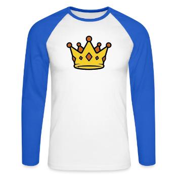 Goldene König Krone Juwelen Vektor - Unisex Baseballshirt langarm - Weiß/Royalblau - Vorne - Nik (191cm)