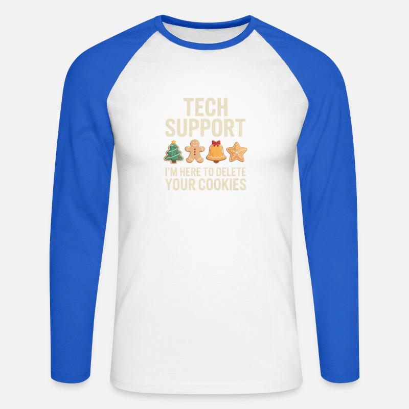 Tech Support Cookies Meme Tee - Unisex Baseballshirt langarm - Weiß/Royalblau