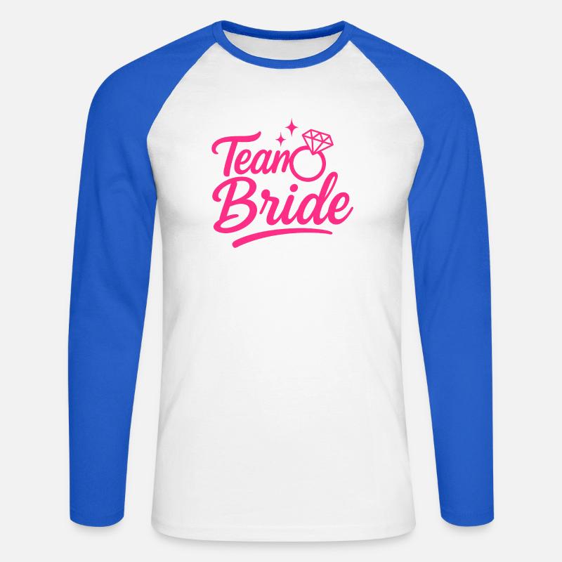 Team Bride Pink Ring Script - Unisex Baseballshirt langarm - Weiß/Royalblau