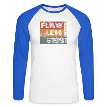 35. Anniversaire Parfait depuis 01/1991 - T-shirt baseball manches longues Homme - blanc/bleu royal - Devant - Nik (191cm)