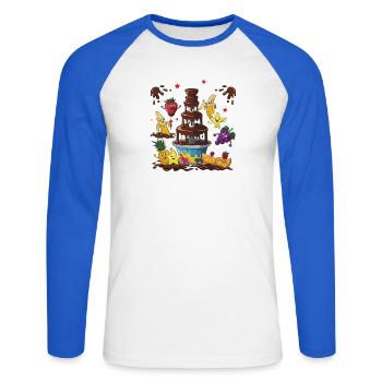 Chocolate Fountain Fruit Friends Design - Unisex Long Sleeve Baseball T-Shirt - white/royal blue - Front - Nik (191cm)