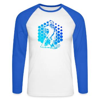 Floorball Love Clear Look for Floorball - Unisex Long Sleeve Baseball T-Shirt - white/royal blue - Front - Nik (191cm)