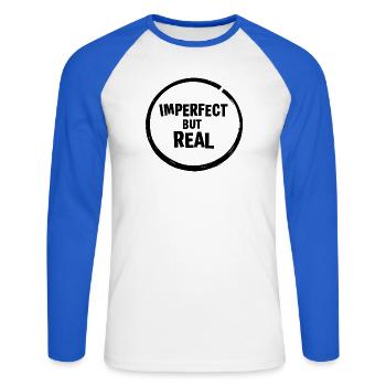 NightSilhouette Minimal Shape - Unisex Long Sleeve Baseball T-Shirt - white/royal blue - Front - Nik (191cm)