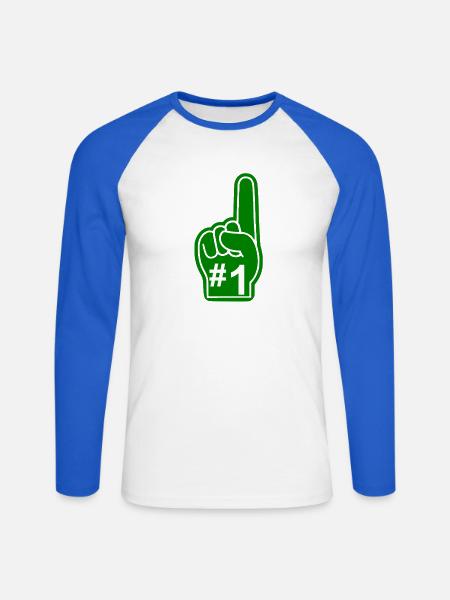 Fan Sport USA - Unisex Baseballshirt langarm - Weiß/Royalblau