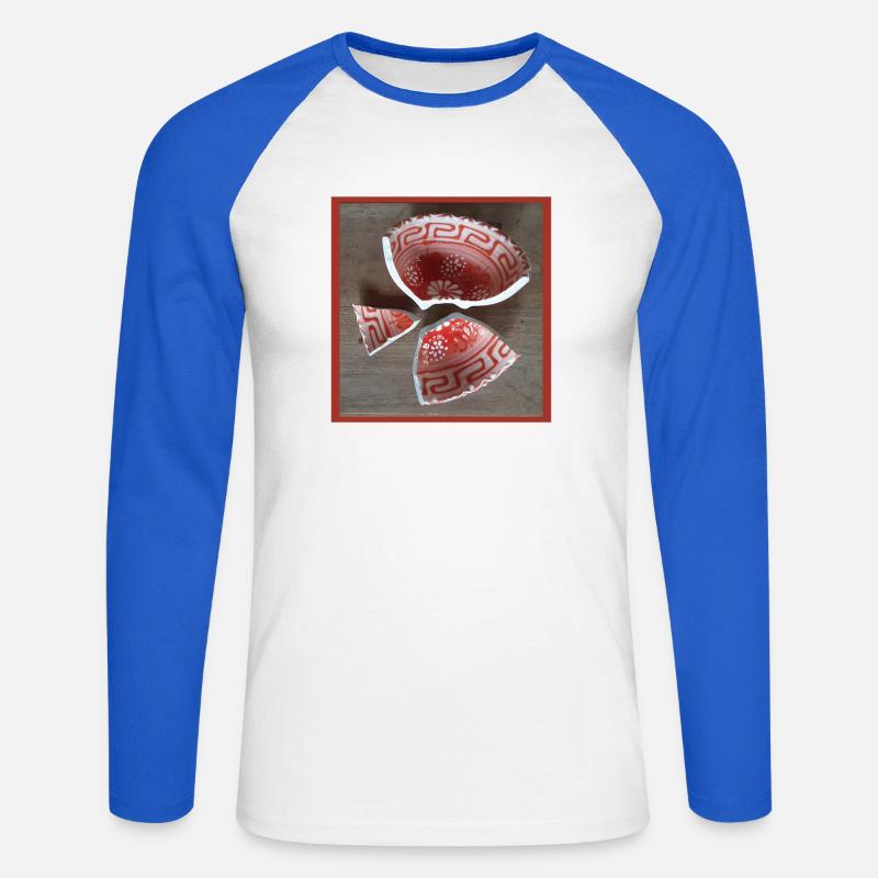 Broken Shell Patterning - Unisex Long Sleeve Baseball T-Shirt - white/royal blue