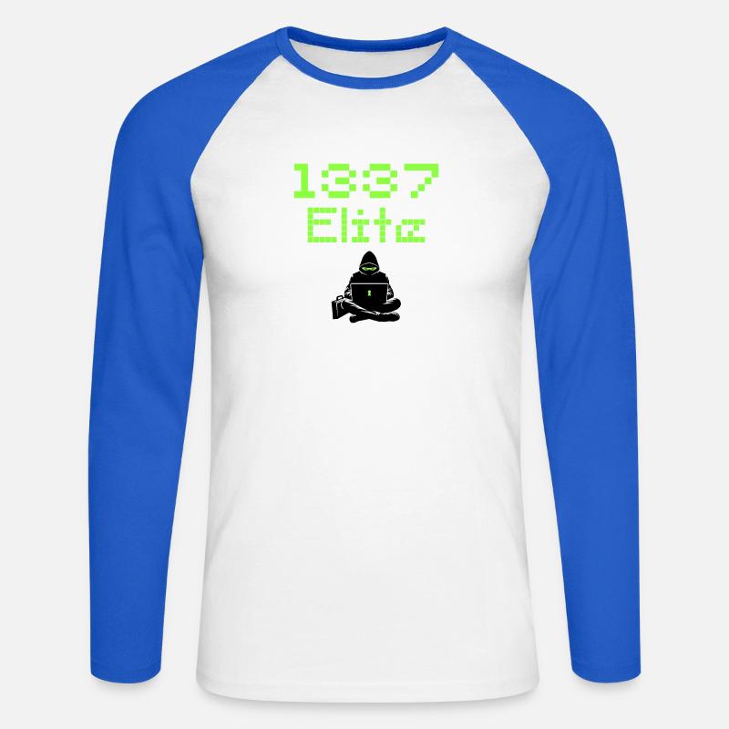 1337 Elite Hacker Squad, Leet Hacker - Unisex Baseballshirt langarm - Weiß/Royalblau