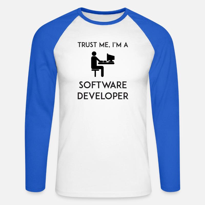 Vertrau mir, ich bin Softwareentwickler - Unisex Baseballshirt langarm - Weiß/Royalblau