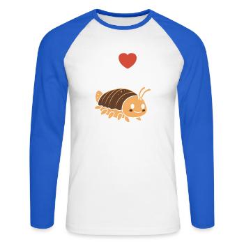 Woodlouse - Unisex Long Sleeve Baseball T-Shirt - white/royal blue - Front - Nik (191cm)