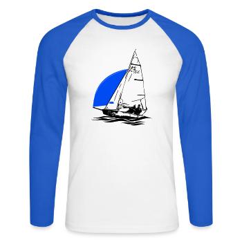 RS Feva XL Sailboat Youth Sailing Dinghy Regatta - Unisex Long Sleeve Baseball T-Shirt - white/royal blue - Front - Nik (191cm)