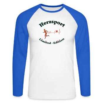 Heart sports - Unisex Long Sleeve Baseball T-Shirt - white/royal blue - Front - Nik (191cm)