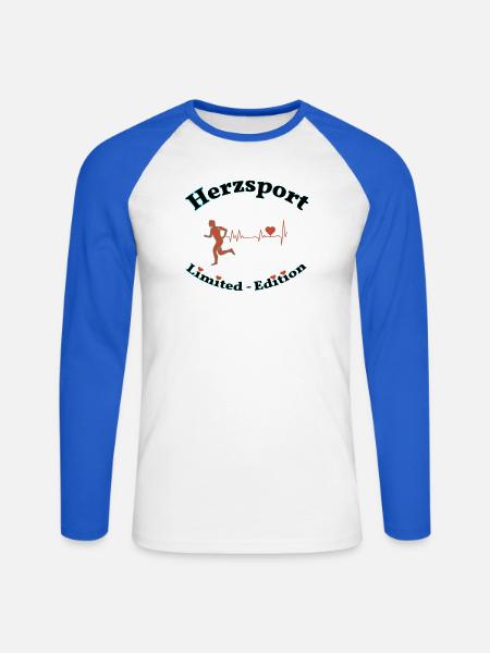 Herzsport - Unisex Baseballshirt langarm - Weiß/Royalblau