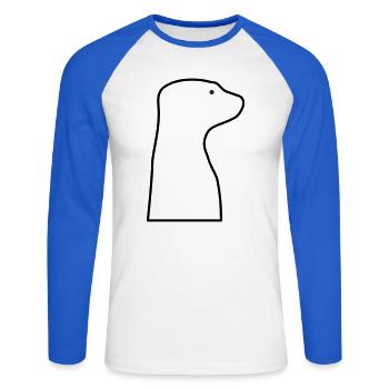 Suricate - T-shirt baseball manches longues Homme - blanc/bleu royal - Devant - Nik (191cm)