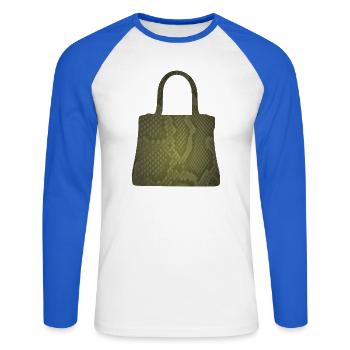 Olive Snake Skin Tote - Unisex Long Sleeve Baseball T-Shirt - white/royal blue - Front - Nik (191cm)