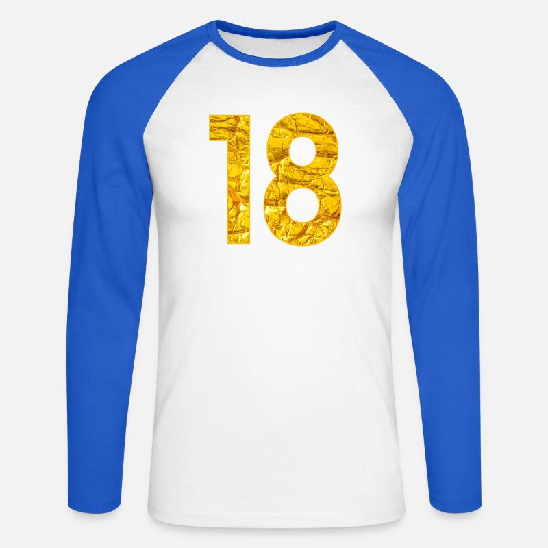 Numero Diciottesimo - Numero Diciottesimo Compleanno - Maglia da baseball a manica lunga da uomo - bianco/blu royal