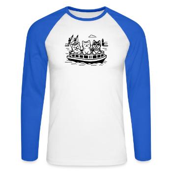 Harbour Cats Dogs Harbour Cruise Hamburg - Unisex Long Sleeve Baseball T-Shirt - white/royal blue - Front - Nik (191cm)