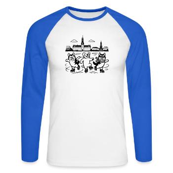 Schlittschuh Mimalistisch Line Art - Unisex Long Sleeve Baseball T-Shirt - white/royal blue - Front - Nik (191cm)