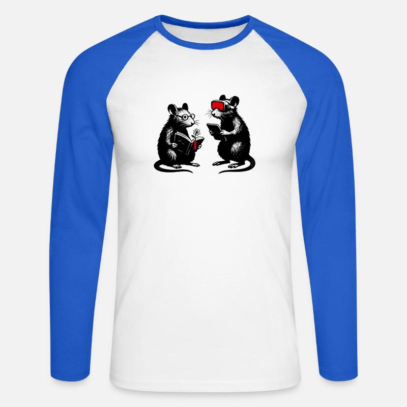 Leseratten im Tech Dialog VR - Unisex Baseballshirt langarm - Weiß/Royalblau