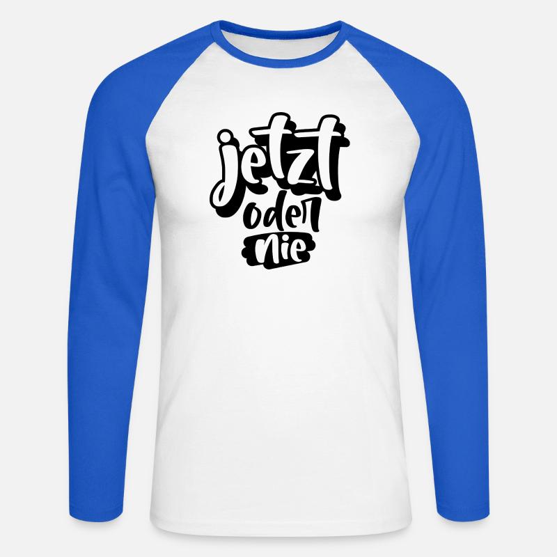 Jetzt oder Nie - Unisex Baseballshirt langarm - Weiß/Royalblau