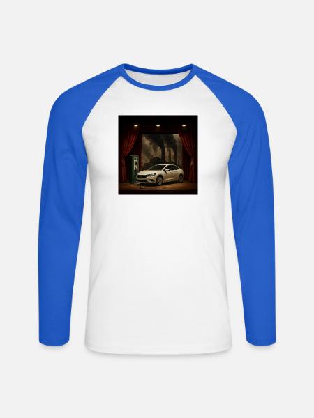 Elektroauto auf der Rauchszene - Unisex Baseballshirt langarm - Weiß/Royalblau