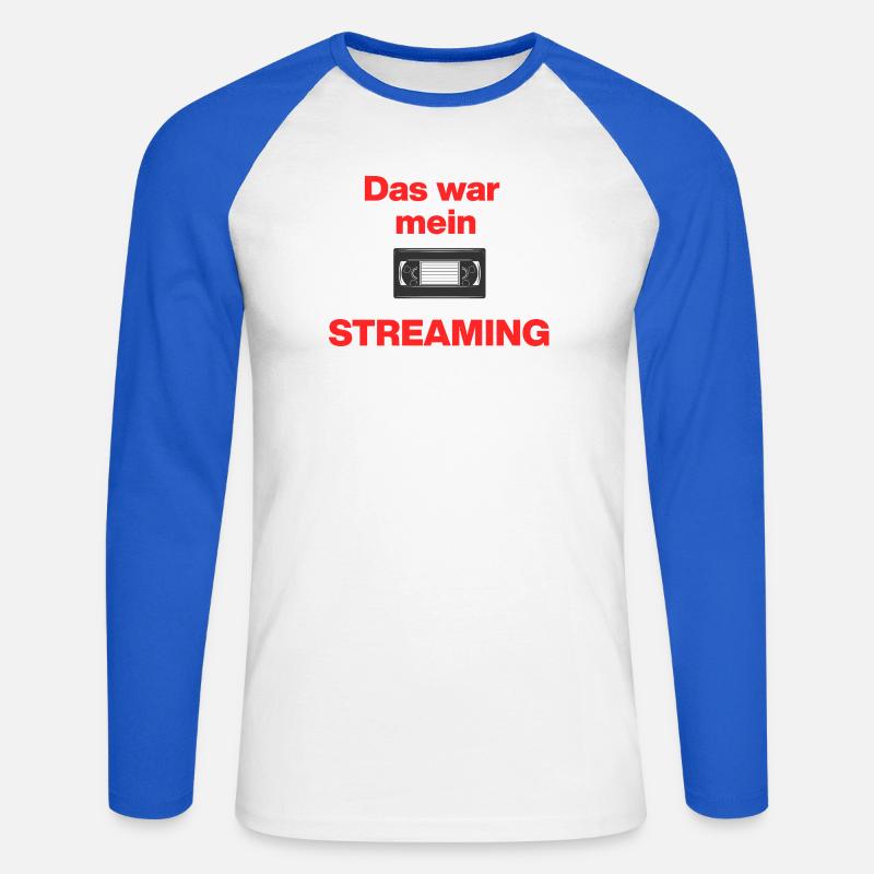 Das war Streaming, Videokasette früher, damals - Unisex Baseballshirt langarm - Weiß/Royalblau