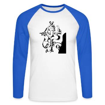 sakura - Unisex Long Sleeve Baseball T-Shirt - white/royal blue - Front - Nik (191cm)