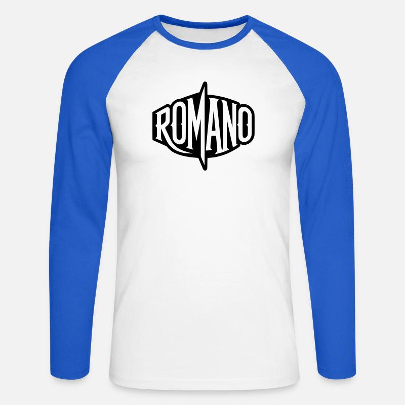 Romano - Römer oder Namens-Emblem - Unisex Baseballshirt langarm - Weiß/Royalblau