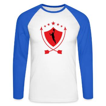 Basketball / Basketball / Basktet-Ball / Sport - Unisex Baseballshirt langarm - Weiß/Royalblau - Vorne - Nik (191cm)