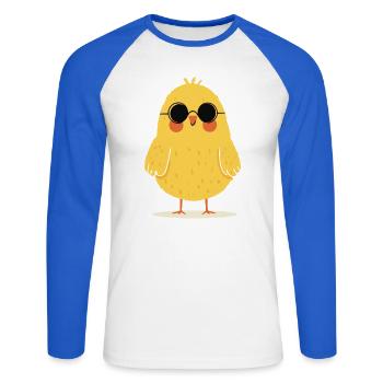 Chick with sunglasses - Unisex Long Sleeve Baseball T-Shirt - white/royal blue - Front - Nik (191cm)