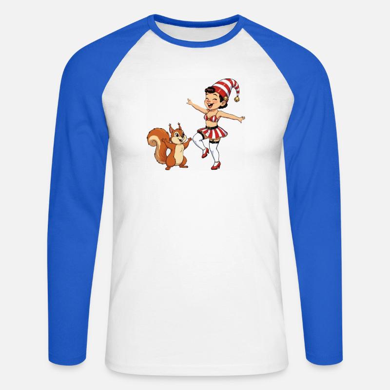 Leprechaun-Mädchen mit Eichhörnchen - Unisex Baseballshirt langarm - Weiß/Royalblau